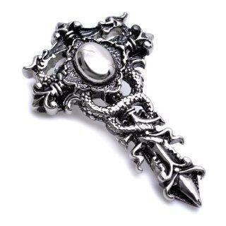 K Mega Jewelry Stainless Steel Snake & Sword Mens Pendant Necklace P798 Jewelry