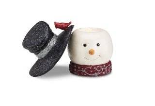    BirchHeart 6 Inch by 6.5 Inch Snowman Ceramic Tea Light Holder by Pavilion Gift Company, Candle Not Included  