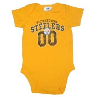 NFL Pittsburgh Steelers Infant One Piece Short Sleeve Bodysuit 0 3M Yellow  Infant And Toddler Sports Fan Apparel  Clothing