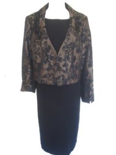 KASPER Bright Accents Brocade Jacket/Dress Suit BRONZE/BLACK 24W Business Suit Dress Sets
