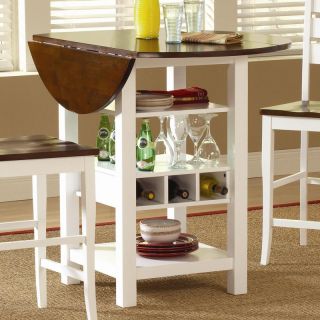 Ridgewood Counter Height Drop Leaf Dining Table with Storage   White   Dining Tables