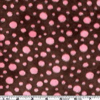 60'' Wide Minky Cuddle Polka Dots Brown/Hot Pink Fabric By The Yard