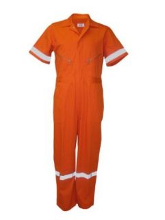 Walls Mens Short Sleeve Coveralls Safety Tape Orange Clothing