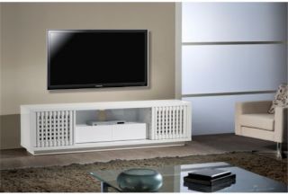 Furnitech Signature Home 82 in. TV Stand Media Console   White Lacquer   TV Stands