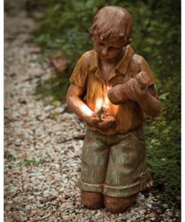 Seeds of Faith Boy With Flashlight Garden Statue   Garden Statues