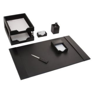 Dacasso Econo Line Black Leather 8 Piece Desk Set   Desk Sets