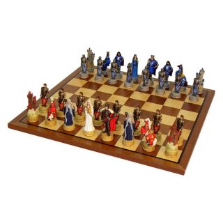King Arthur's Court Painted Resin Chess Set on Sapele/Maple Board   Chess Sets