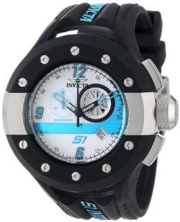 Invicta Men's 11123 S1 Chronograph White and Blue Dial Black Polyurethane Watch Invicta Watches