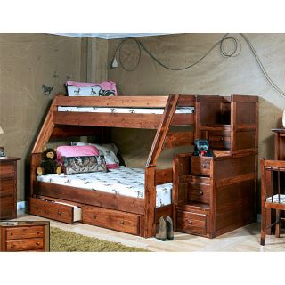 Chelsea Home Twin Over Full Bunk Bed with Stairway Chest   Cocoa   Bunk Beds