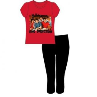 Childrens Girls One Direction Short Sleeve Top & Bottoms Pyjama/Nightwear Set (13 Years) (Red/Black) Clothing