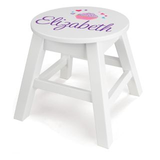 KidKraft Personalized White Round Stool   Specialty Chairs