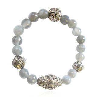 Rose Cut Diamond Beads Cord Bracelet Sterling Silver Fashion Jewelry Jewelry