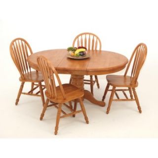 Casual Home Oval Pedestal Solid Wood Table   Dining Tables