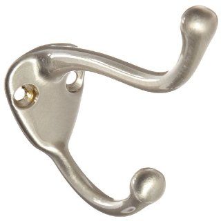 Rockwood 806.15 Brass Medium Coat Hook, 1 1/16" Width x 1 1/4" Height, 3 1/8" Projection, Satin Nickel Plated Clear Coated Finish