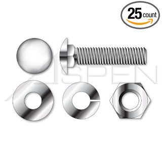 (25pcs each) 1/2" 13 X 2 Carriage Bolts, Hex Nuts, Flat Washers and Lock Washers, Stainless Steel 18 8 Ships FREE in USA