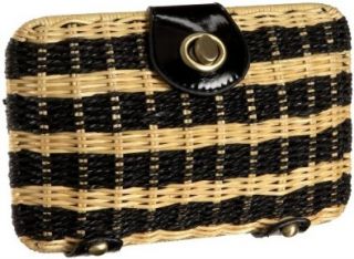 Magid Stripe Wicker Clutch, Natural/Black, one size Clutch Handbags Shoes