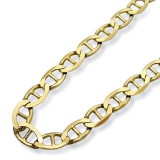 Mens 10k Yellow Gold Mariner Cuban Link Chain Necklace 21.75 Inch Jewelry