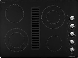 KitchenAid Architect Series II KECD807XBL 30 Smoothtop Electric Cooktop, 400 CFM downdraft   Black Appliances