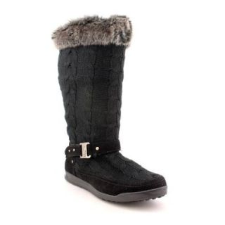 Baby Phat Uzima Womens Size 7 Black Textile Fashion Mid Calf Boots Shoes