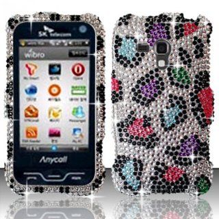 Silver Colorful Leopard Bling Gem Jeweled Crystal Cover Case for Samsung Galaxy Rush SPH M830 Cell Phones & Accessories