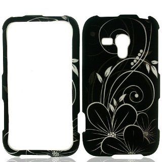 Black Flower Hard Cover Case for Samsung Galaxy Rush SPH M830 Cell Phones & Accessories