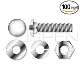 (100pcs each) 5/16" 18 X 1 1/4 Carriage Bolts, Hex Nuts, Flat Washers and Lock Washers, Stainless Steel 18 8 Ships FREE in USA