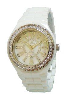 Oniss Paris Women'S ON807 L Wht Lafayette Collection Ladies, High Tech Ceramic Case and Band, Swiss Movement, Sapphire Crystal ,45 Setting Austrian Stones on Bezel , Mop Dial with Austrian Crystal   Black Watch Watches