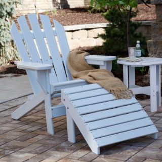 Jayhawk Plastics Recycled Plastic Cape Cod Adirondack Chair And Ottoman With Side Table   Adirondack Chairs