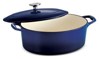 Tramontina Gourmet Enameled Cast Iron Covered Oval Dutch Oven   Gradated Cobalt   Dutch Ovens
