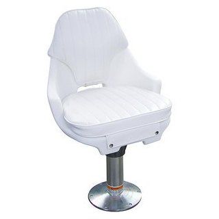 Wise Offshore Captain's Chair with Pedestal White  Boat Seating  Sports & Outdoors