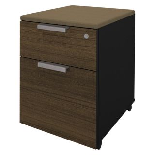 Bestar Pro Concept Assembled Mobile Pedestal   Milk Chocolate Bamboo and Black   File Cabinets