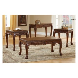 Bernards Deluxe Cherry Carved Sofa Table   Console Tables