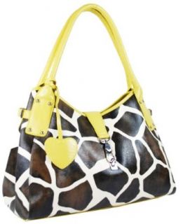 women purse handbag tote hobo fashion giraffe casual bag (Yellow) Clothing