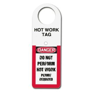 Accuform Signs TSS811 Plastic Status Alert Tag Holder, Legend "DANGER DO NOT PERFORM HOT WORK PERMIT REQUIRED", 4 1/2" Width x 12" Height x 0.060" Thickness, Black/Red on White Industrial Warning Signs