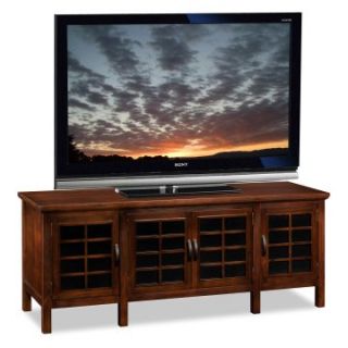 Leick Riley Holliday 60 in. TV Console with Grid Black Glass Doors   Chocolate Cherry   TV Stands
