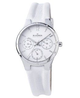 Skagen Leather Collection Swarovski Accents White Dial Women's watch #831SSLW Watches