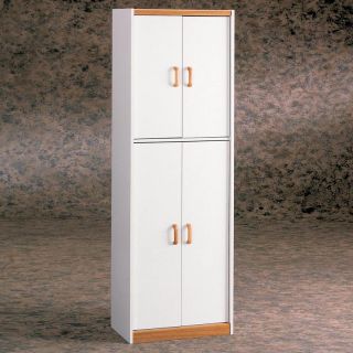 White Deluxe Four Door Pantry Cabinet   Pantry Cabinets