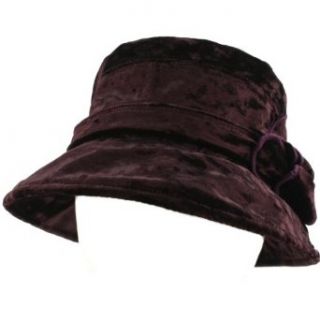 Winter Fall Crush Velvet Cloche Crushable Foldable Bucket Flower Hat Cap Purple