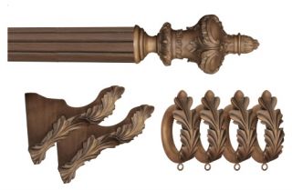Menagerie Ready 2 in. Faux Wood King Louis Drapery Hardware   13 pc. Set   Curtain Rods and Hardware