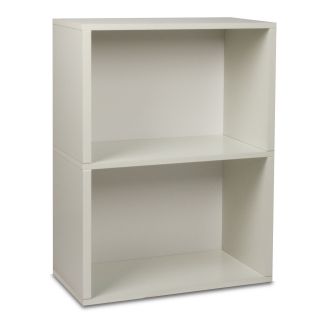 Way Basics Double Rectangle Wide Bookcase   White   Bookcases