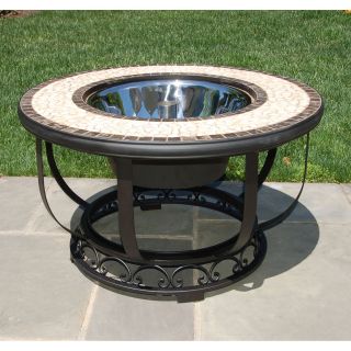 Umbria 36 in. Mosaic Fire Pit / Beverage Cooler Table   Fire Pits