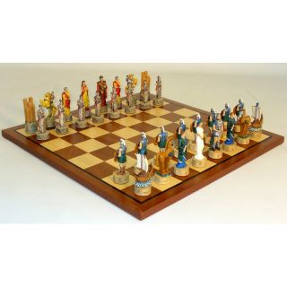Troy vs. Sparta Painted Resin Chess Set   Chess Sets