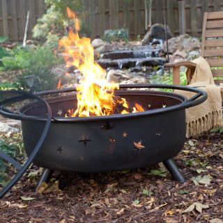 Red Ember Extra Large 42 in. Black Galaxy Fire Pit   Weathered Black   Fire Pits
