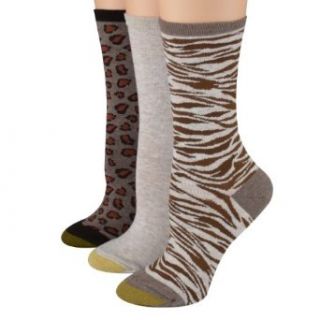 Gold Toe Women's Socks Animal Print Crew Asst Pack 3pairs Casual Socks
