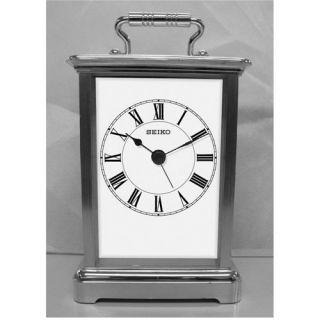 Seiko Mini Carriage Alarm Clock   Silver   3.75W x 5.25H in.   Mantel Clocks