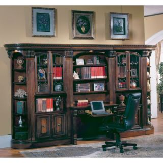 Parker House Huntington Glass Front Bookcase Library Wall With 2 Piece Library Desk   Bookcases