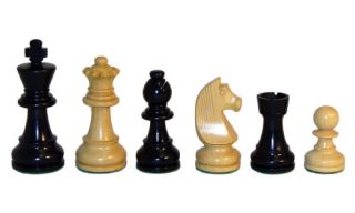 Black and Natural Boxwood German Knight Chess Pieces   3.5 in. King   Chess Pieces