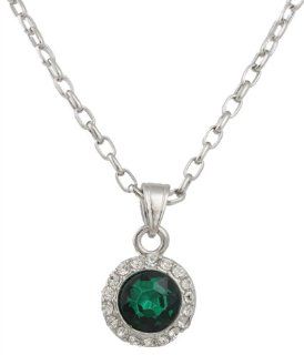 2 Pieces of May Emerald Colored Birthstone Round Pendant with an 18 Inch Link Necklace Jewelry