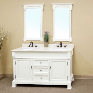 Bellaterra Calabria 60 in. Antique White Double Bathroom Vanity with Optional Mirror   Double Sink Bathroom Vanities