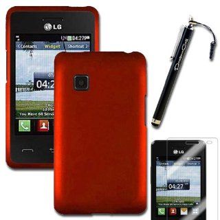 MINITURTLE(TM) LG 840G Tracfone   Orange Rubberized Coasted Hard Protective Case Cover with Bonus Screen Protector Film and Large Stylus Capacitive Pen Cell Phones & Accessories